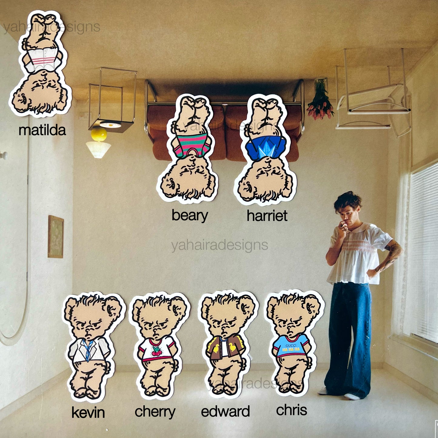 harry styles bear stickers